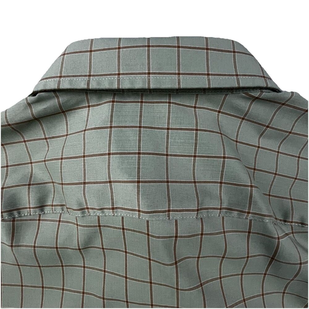 UNTUCKit Performance Shirt Medium Green Plaid Button Front Polyester Designer - Picture 7 of 12